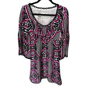 Alice & Trixie Dress S Pink Black Silk Geometric Polka Dot Mini Empire Waist